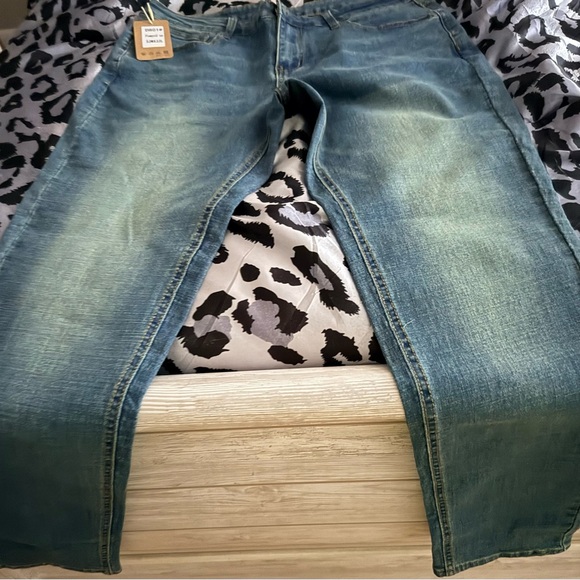 plaid & plain Denim - Classic Blue Straight Leg Jeans